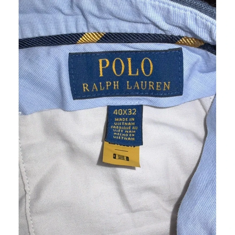 Polo Ralph Lauren Mens 40x32 Linen Suit Trouser Pants Blue Cuffed Flat Front